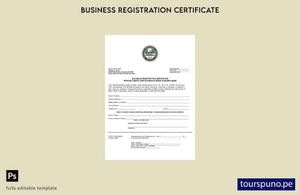 listo para imprimir plantilla de certificado de registro comercial de Michigan d
